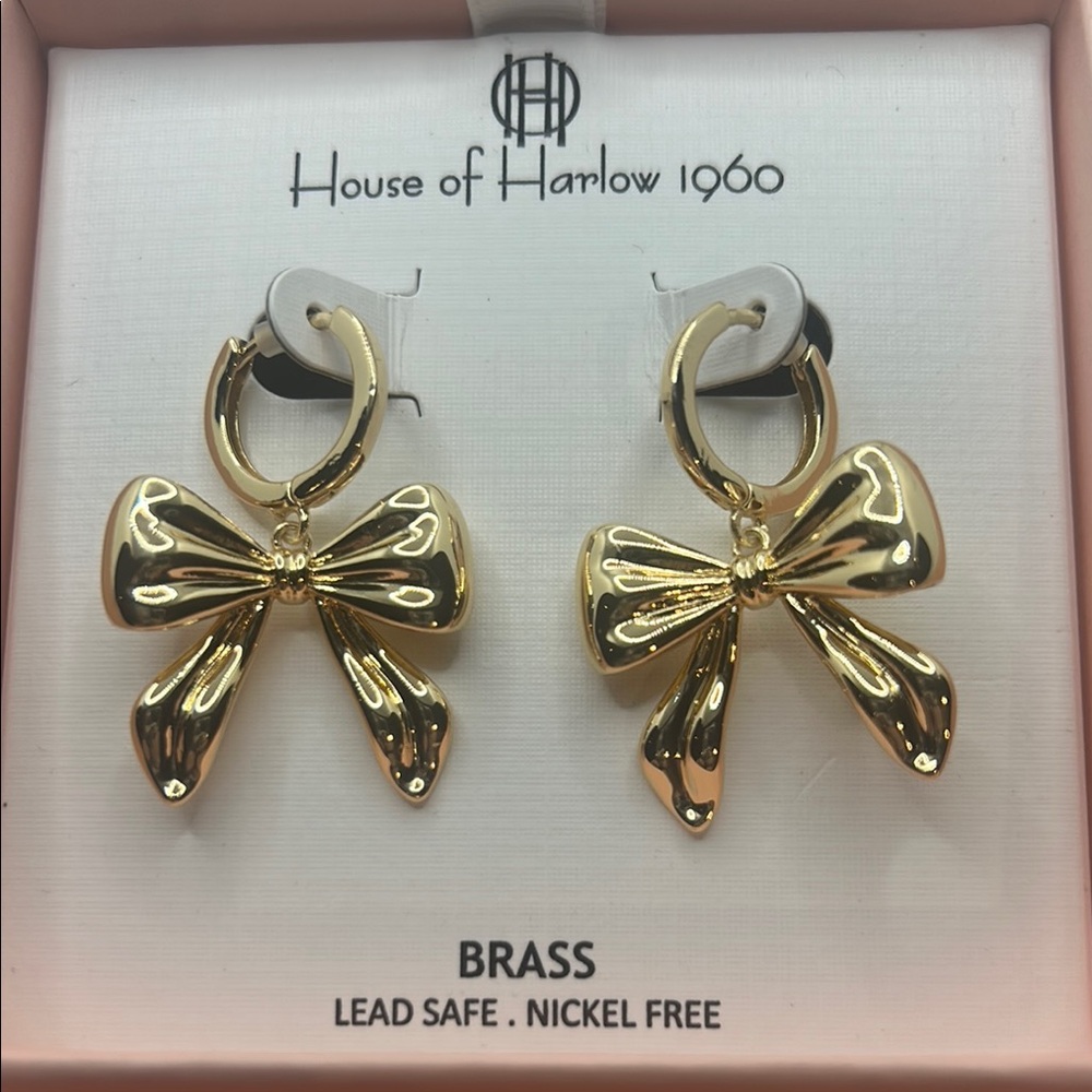 House of Harlow 1960 Gold Bow Earrings